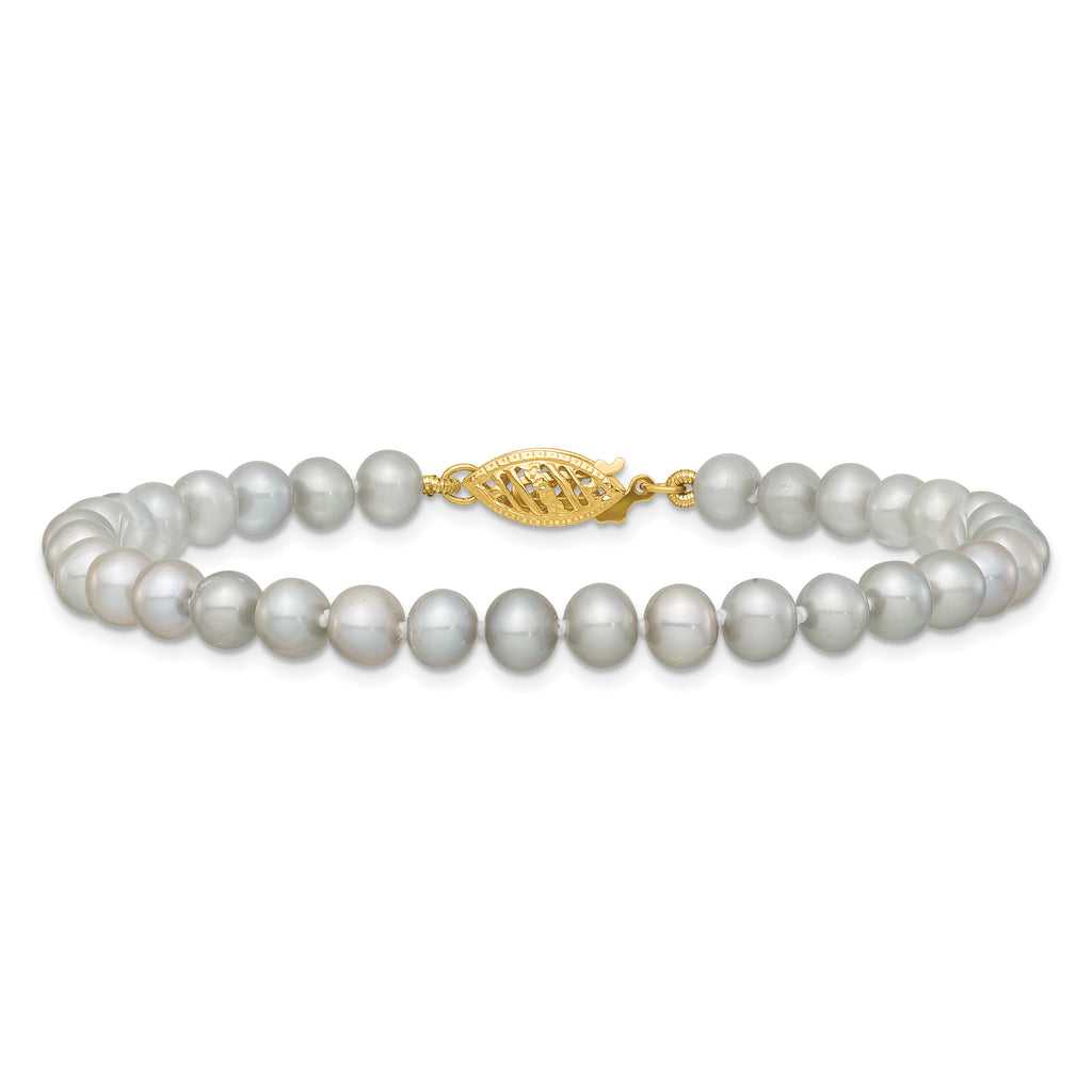 14K Gold Filled 5-6mm Grey Cultured Freshwater Pearl Necklace - view 3