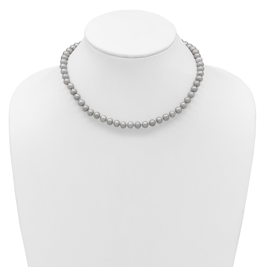 14K Gold-Filled Grey Freshwater Cultured Pearl Necklace 6-7mm
