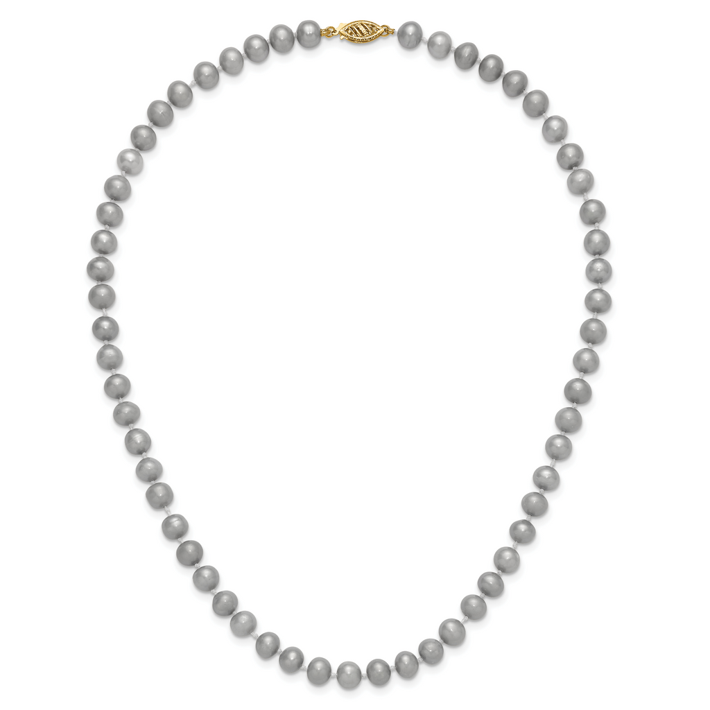 14K Gold-Filled Grey Freshwater Cultured Pearl Necklace 6-7mm