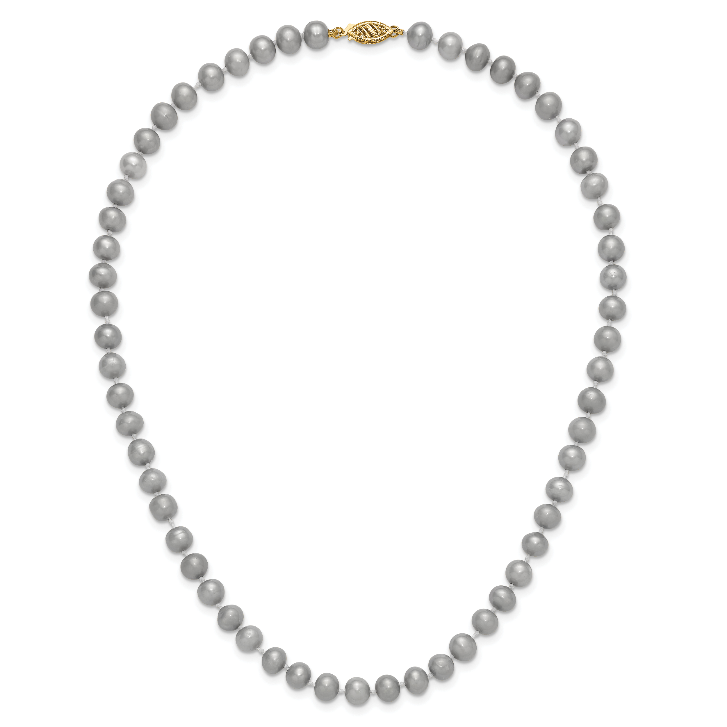 14K Gold-Filled Grey Freshwater Cultured Pearl Necklace 6-7mm