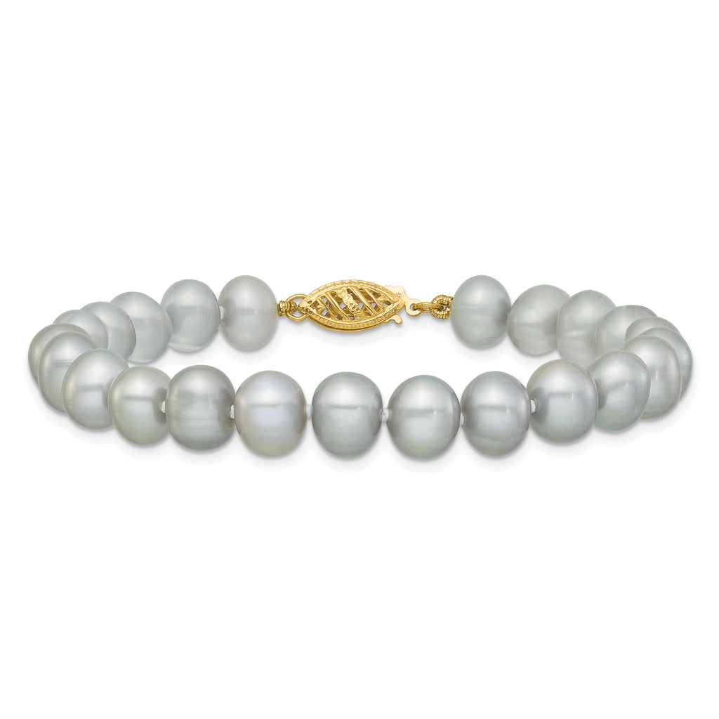 14K Gold Filled 7-8mm Grey Cultured Freshwater Pearl Necklace - view 3