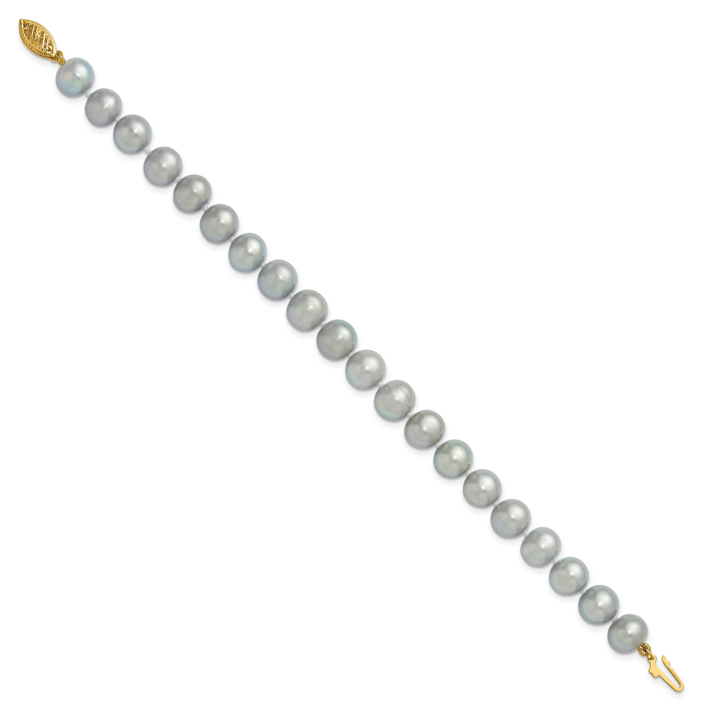 14K Gold Filled 8-9mm Grey Cultured Freshwater Pearl Necklace - view 2