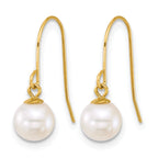 14K Gold Filled 6-7mm White Round Cultured Freshwater Pearl Post Dangle Earrings - view 2