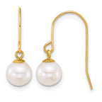 14K Gold Filled 6-7mm White Round Cultured Freshwater Pearl Post Dangle Earrings by Sophia Jewelers
