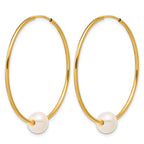 14K Gold Filled 6-7mm White Round Cultured Freshwater Pearl Large Hoop Earrings - view 2