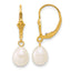 14K Gold Filled 6-7mm White Rice Cultured Freshwater Pearl Post Dangle Earrings by Sophia Jewelers