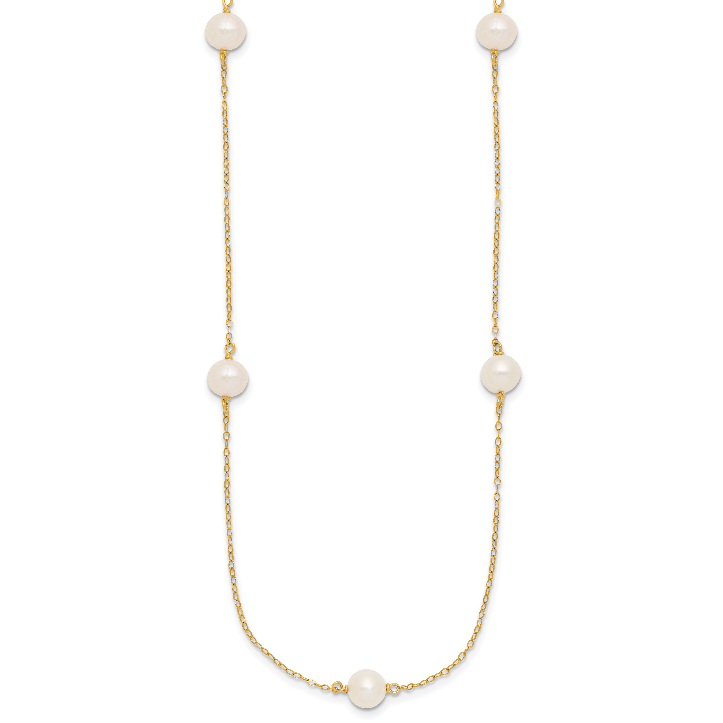 14K Gold Filled 7-8mm 5-Station White Cultured Freshwater Pearl Necklace Secondary image