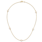 14K Gold Filled 7-8mm 5-Station White Cultured Freshwater Pearl Necklace - view 4