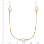 14K Gold Filled 7-8mm 5-Station White Cultured Freshwater Pearl Necklace - view 5