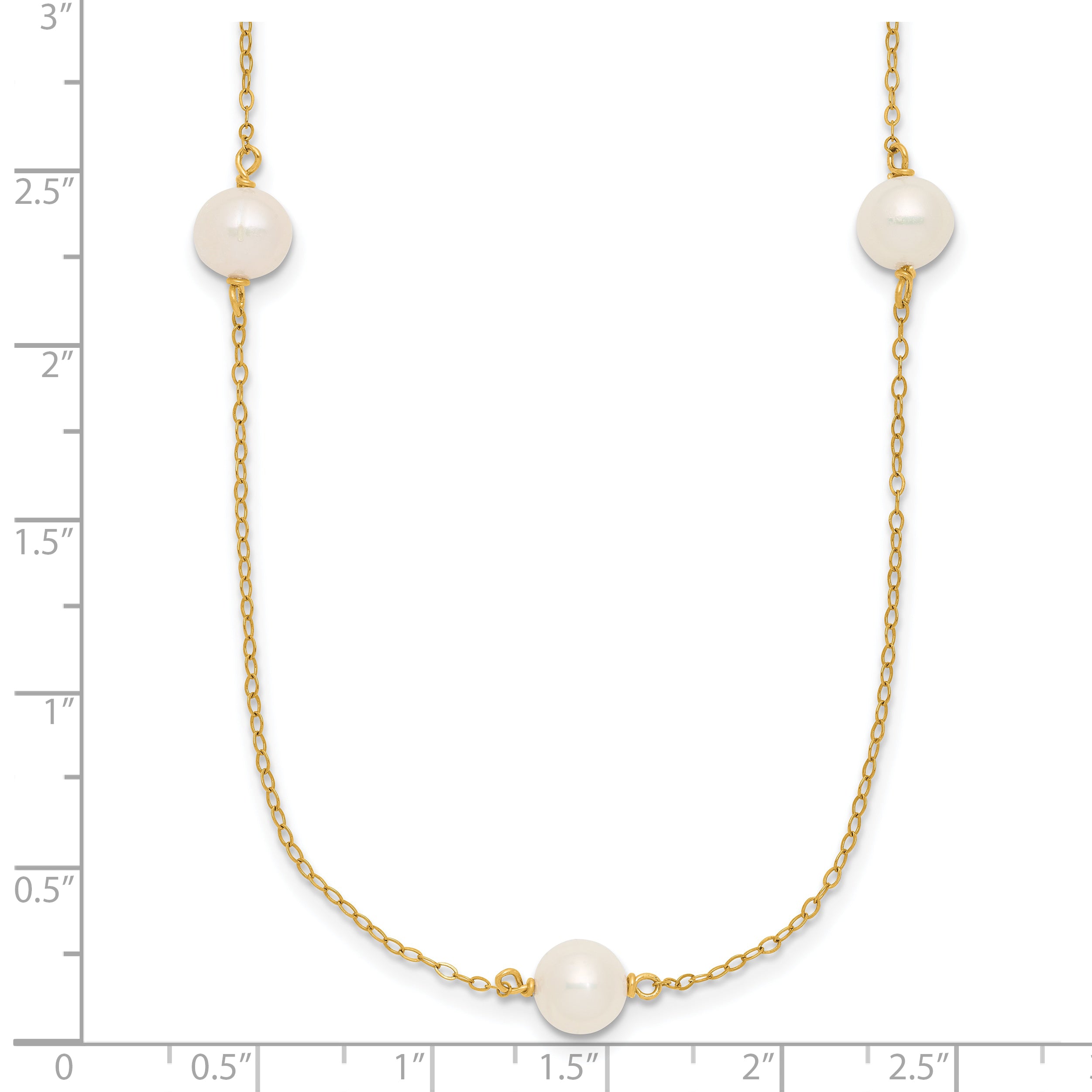14K Gold Filled 7-8mm 5-Station White Cultured Freshwater Pearl Necklace - view 5