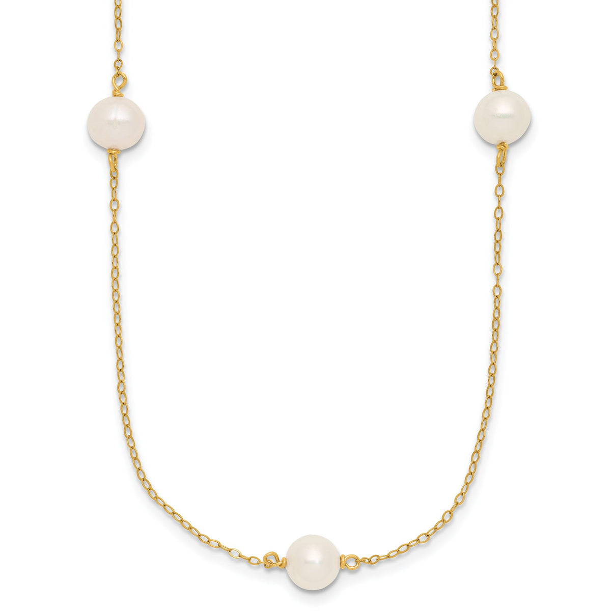 Near Round White Freshwater Pearl Necklace in 14K White Gold-Filled, 8mm, 18 Inch - Sophia Jewelers Main image