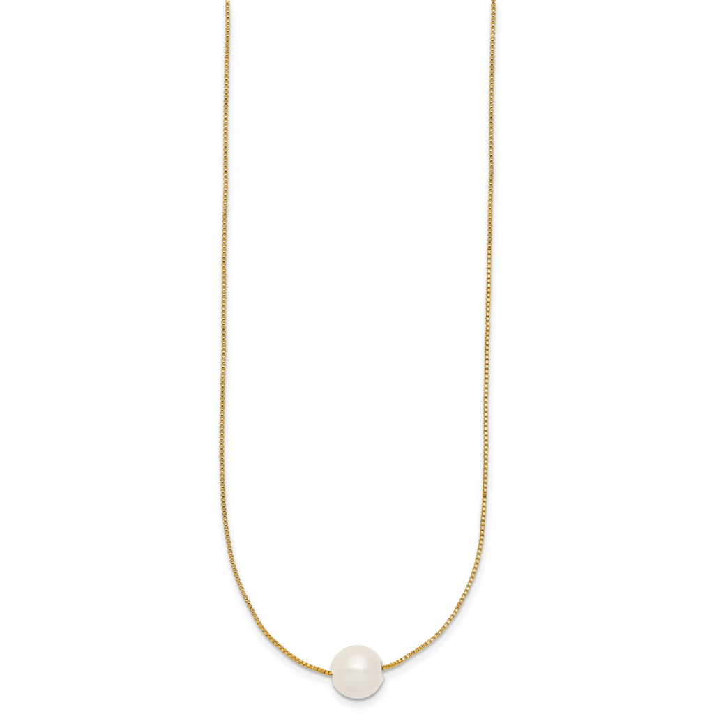 14K Gold Filled 9-10mm White Round Cultured Freshwater Pearl Necklace - view 2