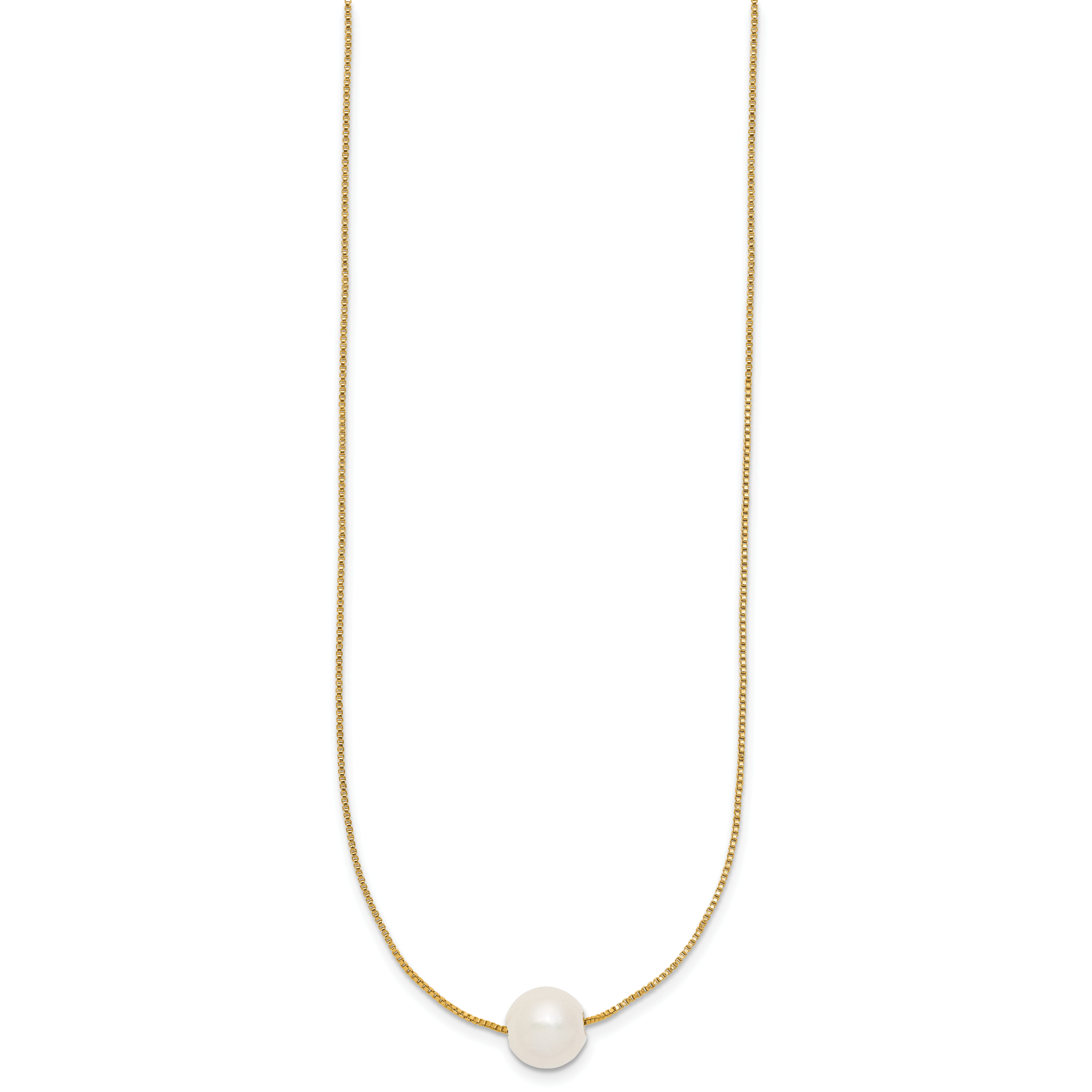 14K Gold Filled 9-10mm White Round Cultured Freshwater Pearl Necklace - view 2