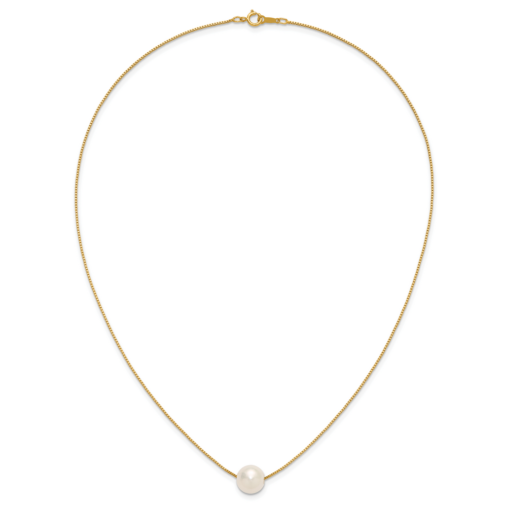14K Gold Filled 9-10mm White Round Cultured Freshwater Pearl Necklace - view 4