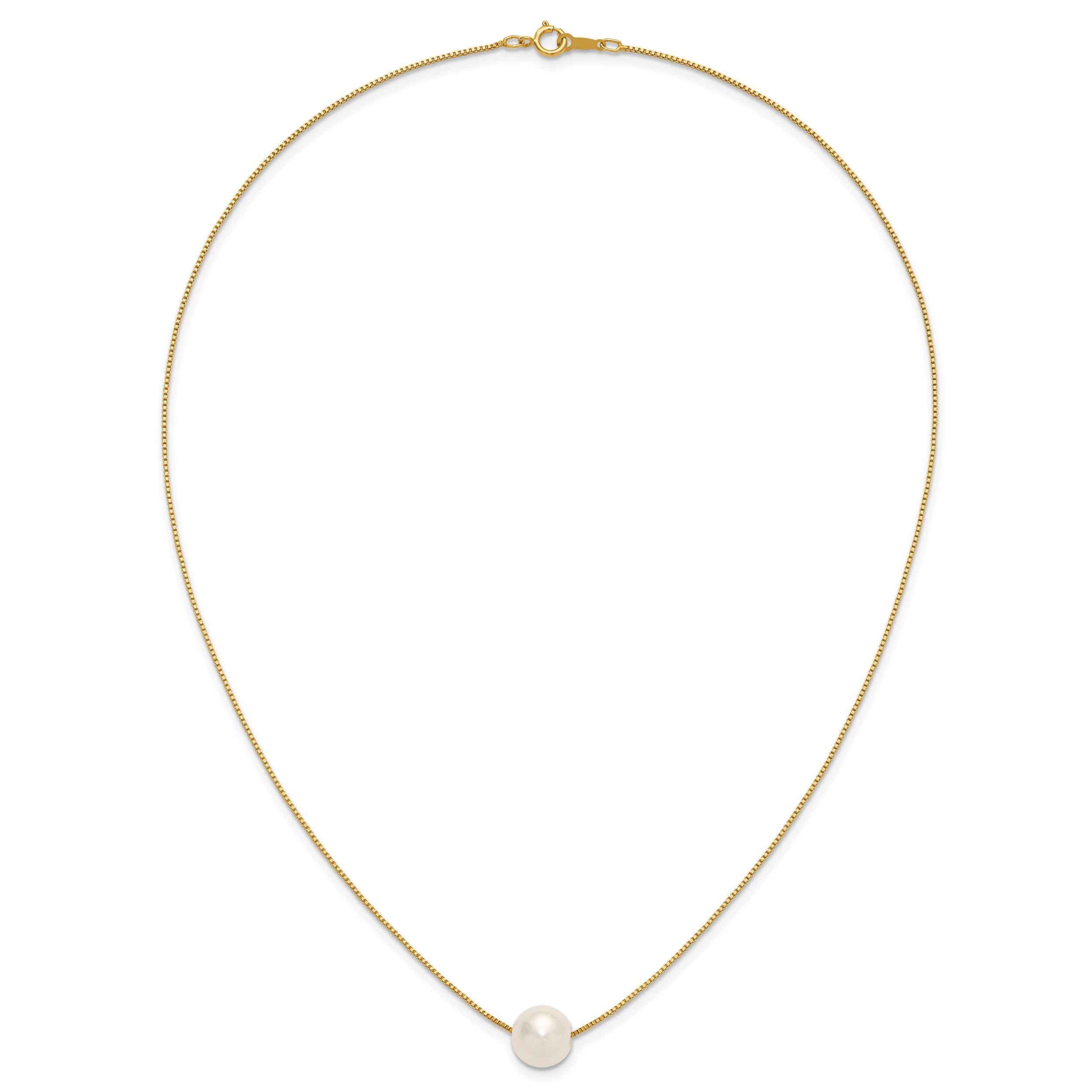 14K Gold Filled 9-10mm White Round Cultured Freshwater Pearl Necklace - view 4