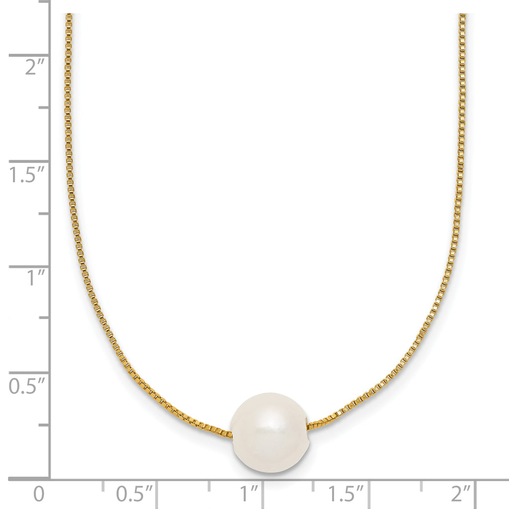 14K Gold Filled 9-10mm White Round Cultured Freshwater Pearl Necklace - view 5
