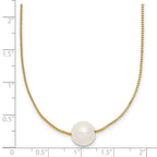 14K Gold Filled 9-10mm White Round Cultured Freshwater Pearl Necklace - view 5
