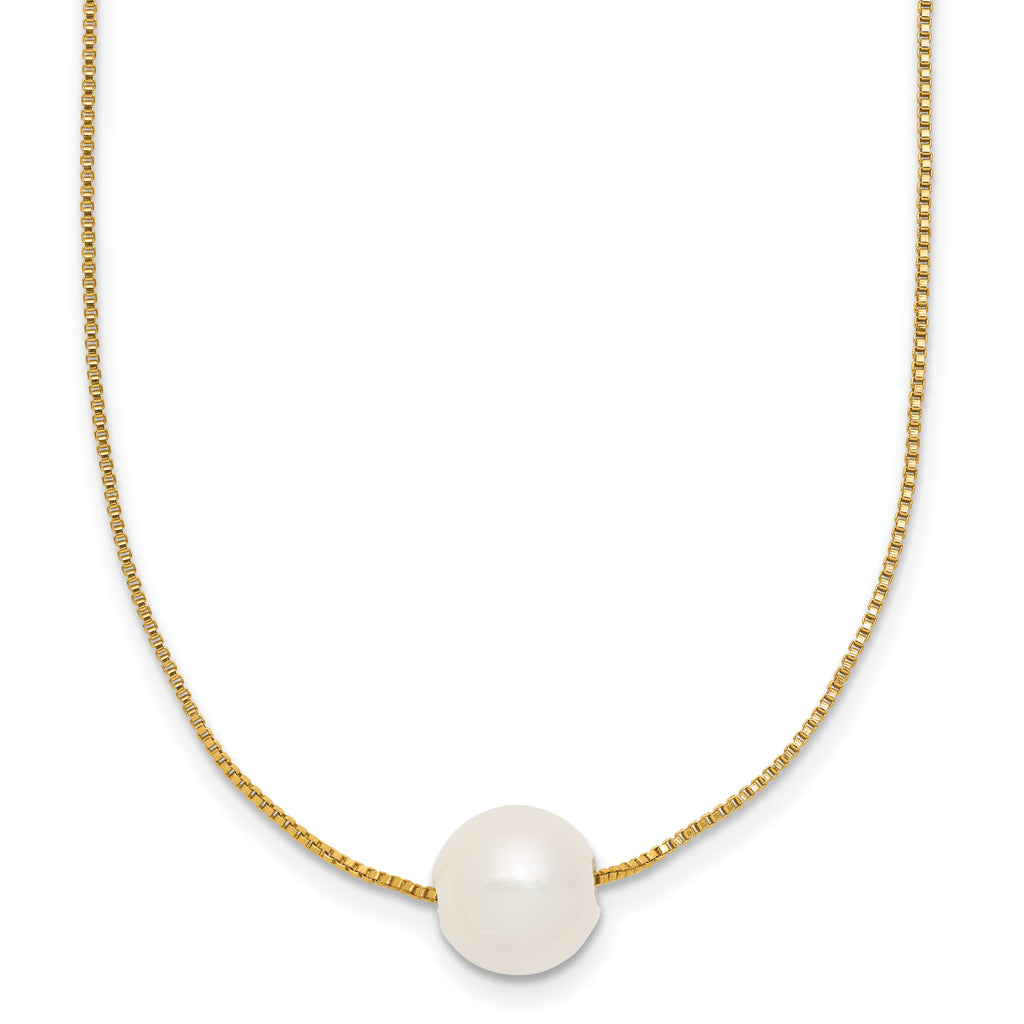 14K Gold Filled 9-10mm White Round Cultured Freshwater Pearl Necklace by Sophia Jewelers