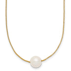 14K Gold Filled 9-10mm White Round Cultured Freshwater Pearl Necklace by Sophia Jewelers