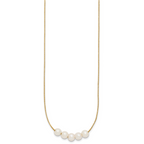 14K Gold Filled 6-7mm Five White Cultured Freshwater Pearl Station Necklace - view 2
