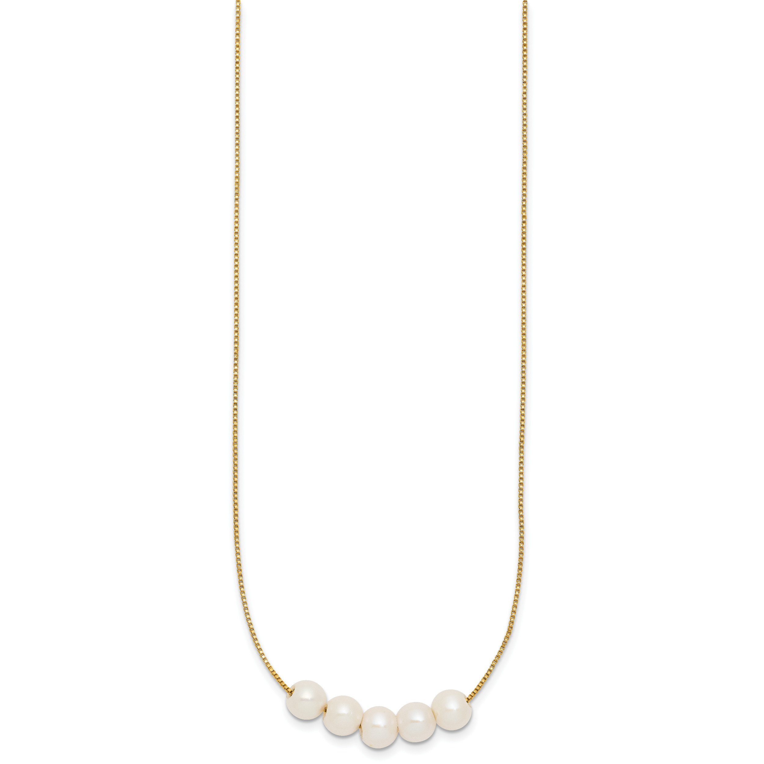 14K Gold Filled 6-7mm Five White Cultured Freshwater Pearl Station Necklace - view 2