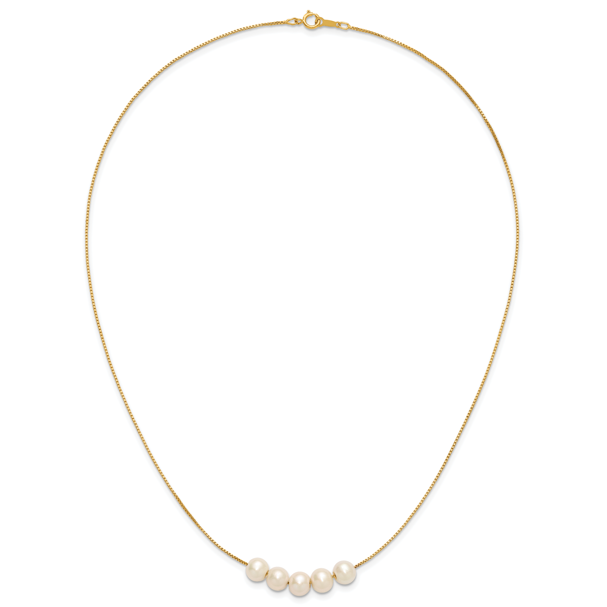 14K Gold Filled 6-7mm Five White Cultured Freshwater Pearl Station Necklace - view 4