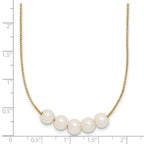 14K Gold Filled 6-7mm Five White Cultured Freshwater Pearl Station Necklace - view 5