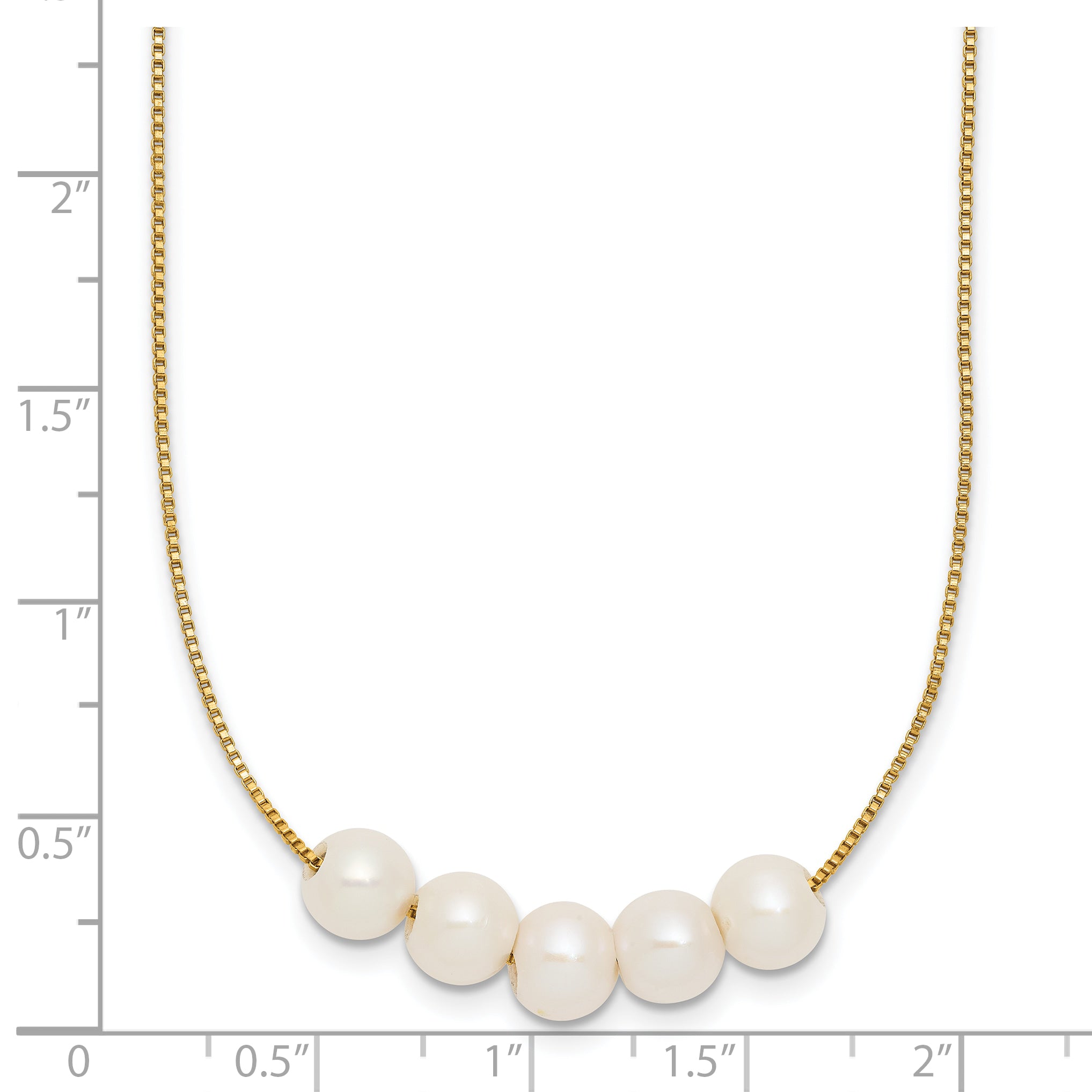14K Gold Filled 6-7mm Five White Cultured Freshwater Pearl Station Necklace - view 5