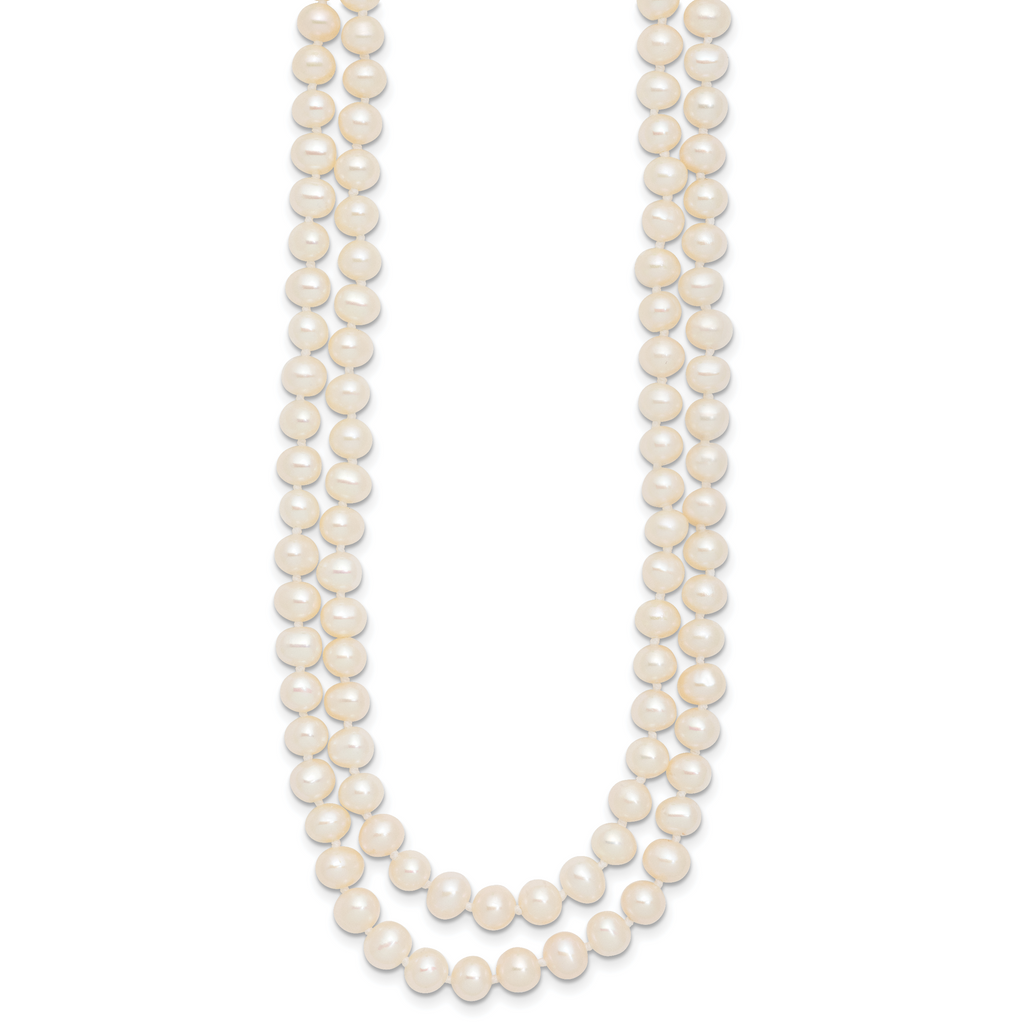 14K Gold Filled 5-6mm White Cultured Freshwater Pearl 2-Strand Necklace