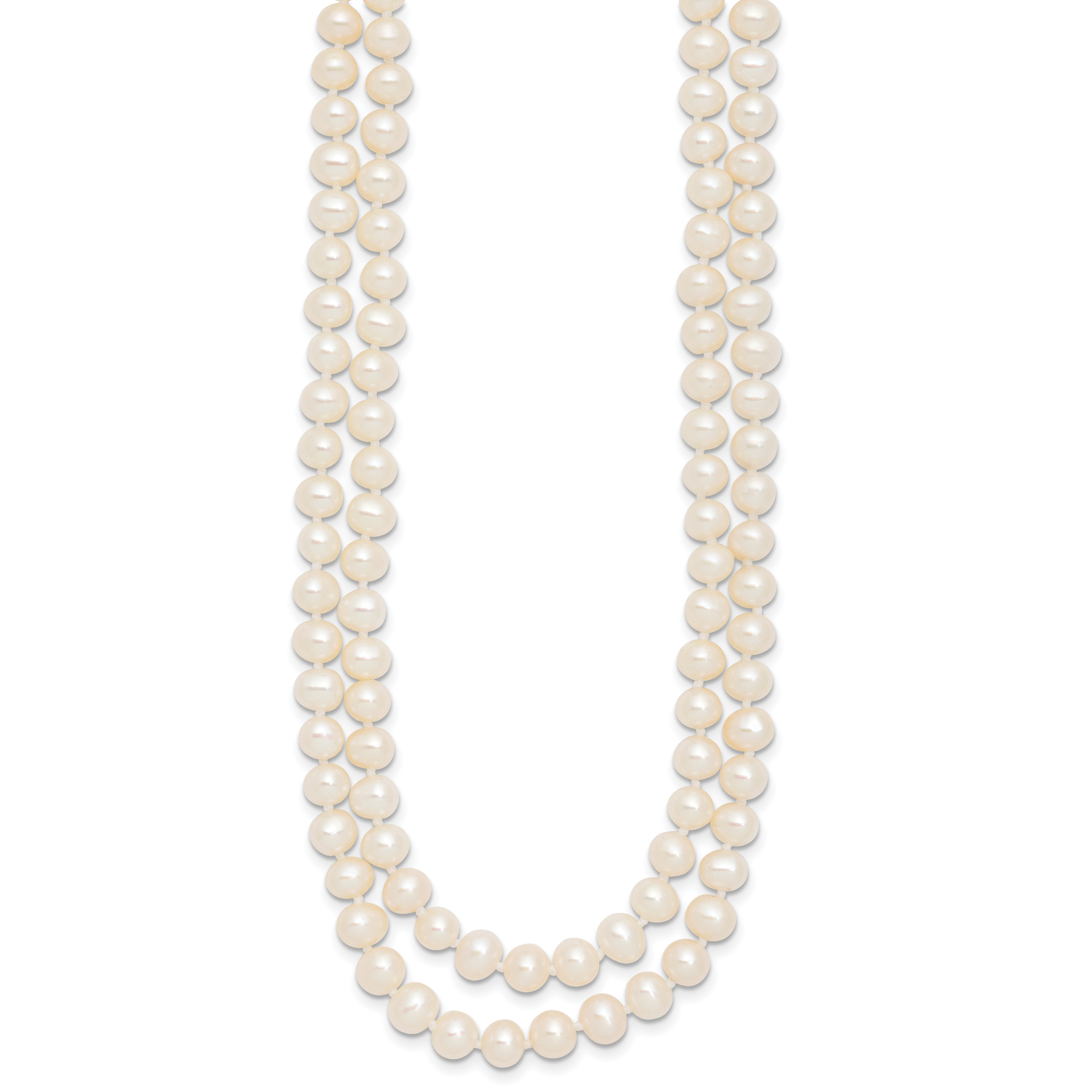 14K Gold Filled 5-6mm White Cultured Freshwater Pearl 2-Strand Necklace