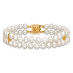 14K Gold Filled 5-6mm White Cultured Freshwater Pearl 2-Strand Necklace - view 3