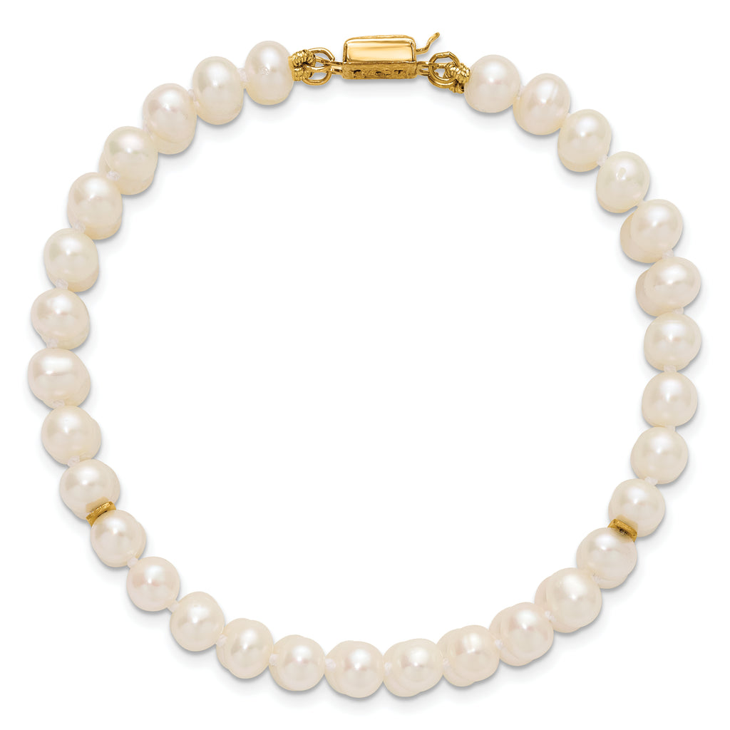 14K Gold Filled 5-6mm White Cultured Freshwater Pearl 2-Strand Necklace - view 4