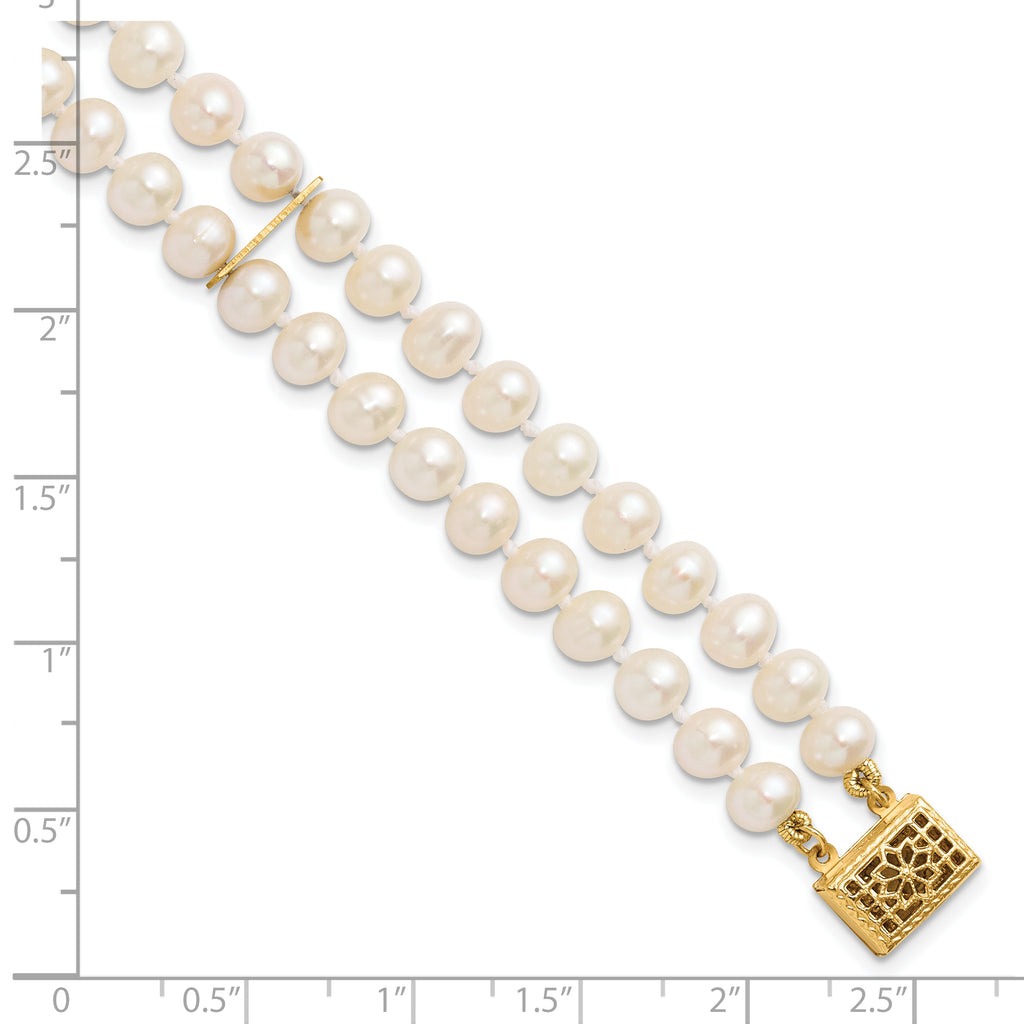 14K Gold Filled 5-6mm White Cultured Freshwater Pearl 2-Strand Necklace - view 6