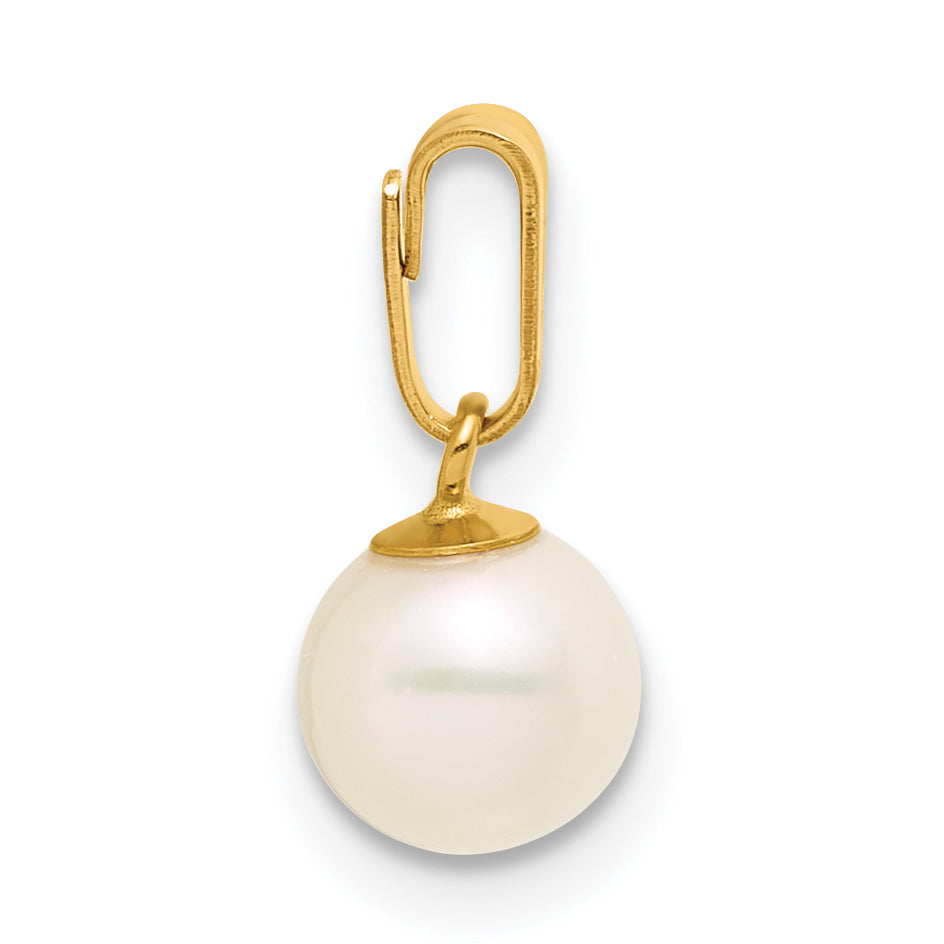 14K Gold Filled 6-7mm White Round Cultured Freshwater Pearl Pendant Secondary image