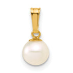 14K Gold Filled 6-7mm White Round Cultured Freshwater Pearl Pendant by Sophia Jewelers