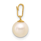 14K Gold Filled 7-8mm White Round Cultured Freshwater Pearl Pendant - view 2