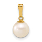 14K Gold Filled 7-8mm White Round Cultured Freshwater Pearl Pendant by Sophia Jewelers