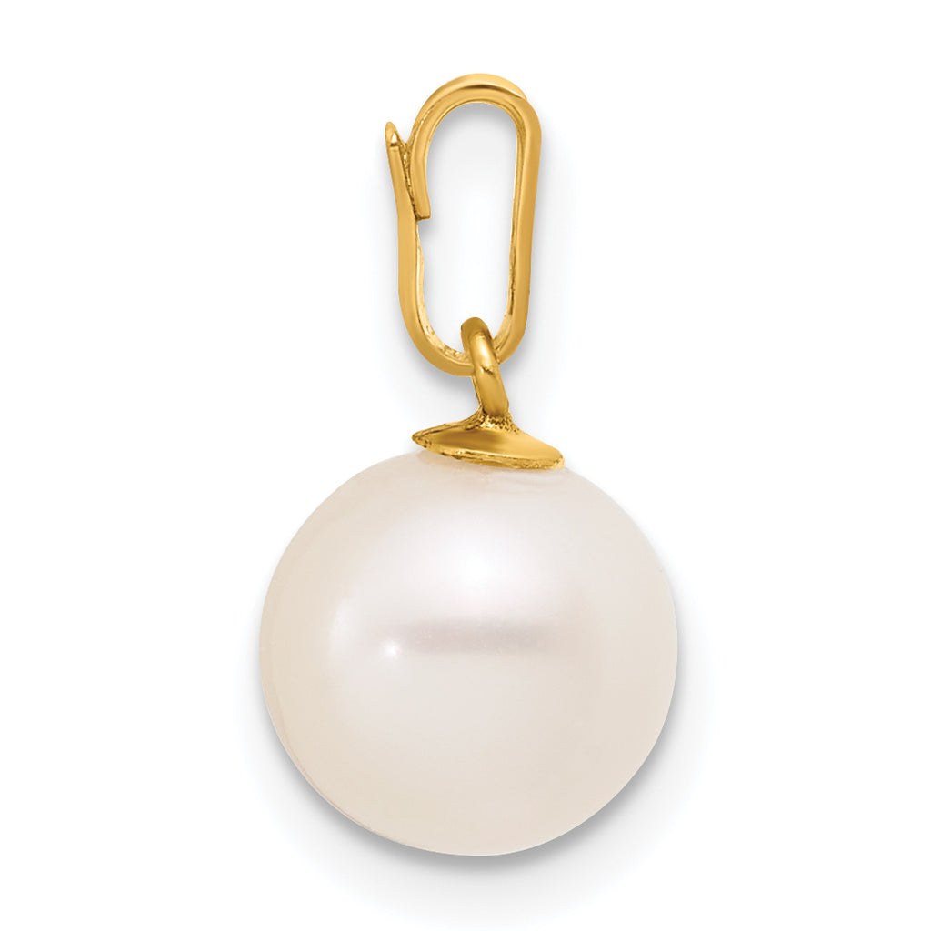 14K Gold Filled 8-9mm White Round Cultured Freshwater Pearl Pendant - view 2