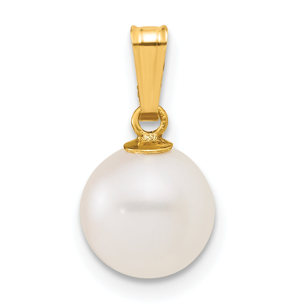 14K Gold Filled 8-9mm White Round Cultured Freshwater Pearl Pendant by Sophia Jewelers