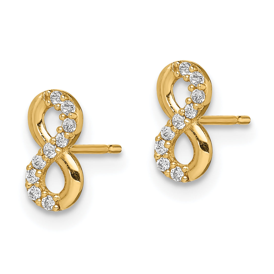 14k Madi K Infinity Symbol CZ Stud Earrings Secondary image