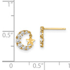 14k Madi K CZ Crescent Moon with D/C Star Dangle Post Earrings