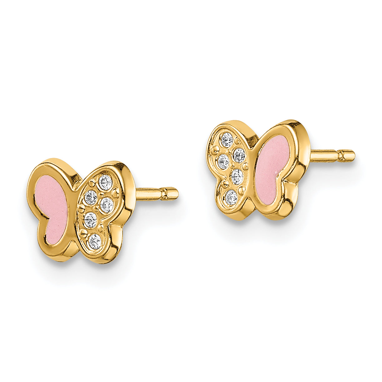 14k Madi K CZ Pink Enamel Butterfly Post Earrings Secondary image
