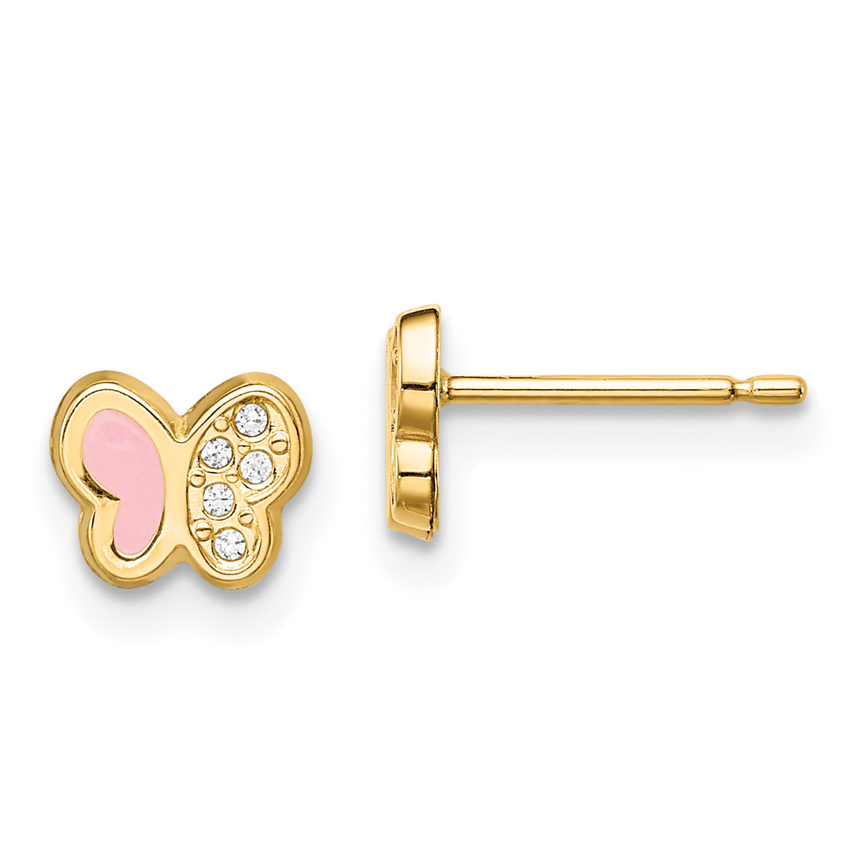 14k Madi K CZ Pink Enamel Butterfly Post Earrings Main image