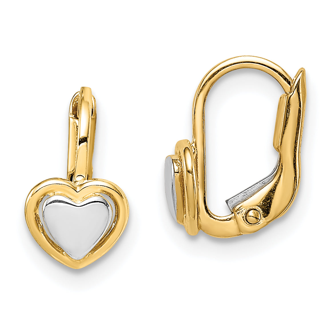 14k Madi K Two-Tone Children's Heart Hoop Earrings Main image