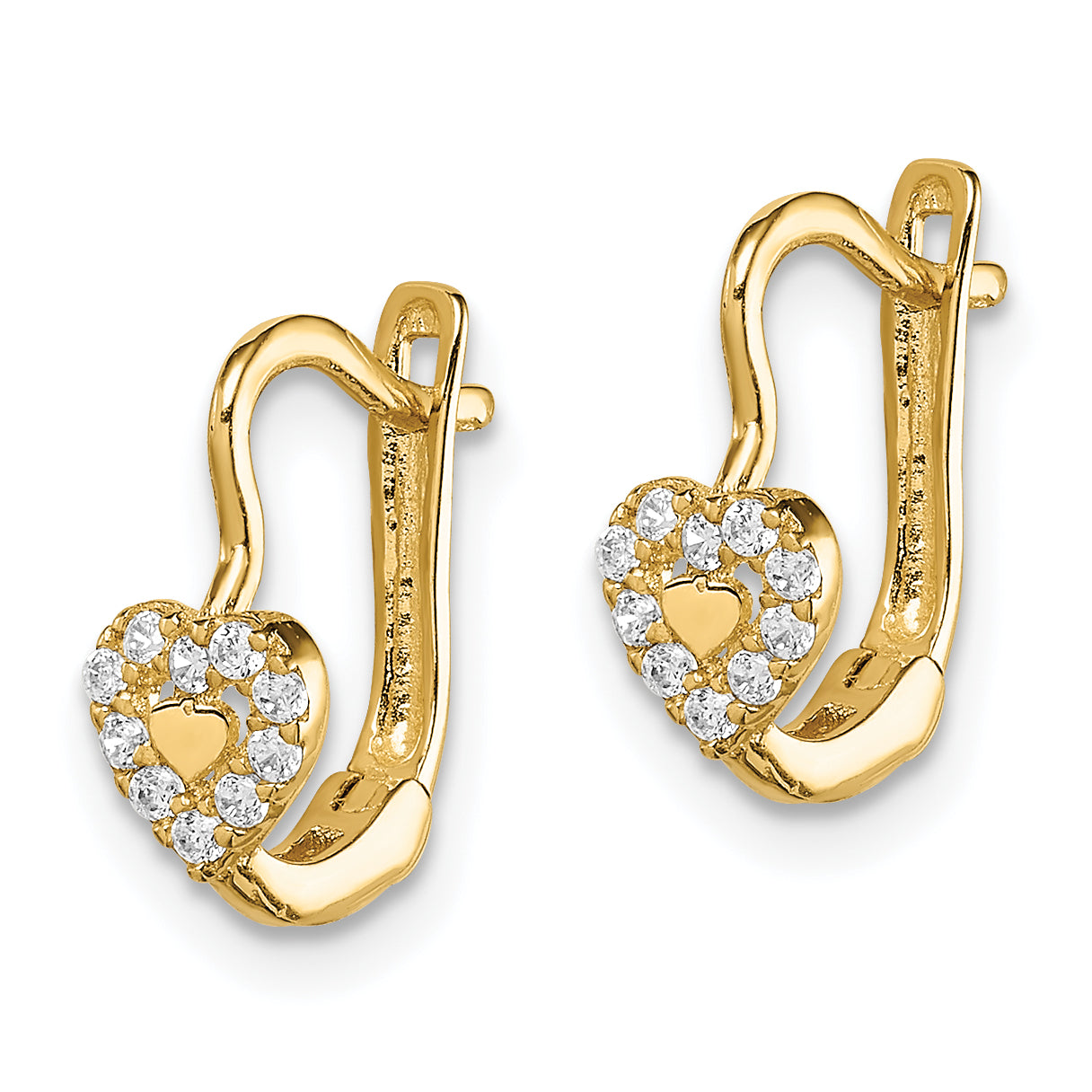 14k Madi K CZ Double Heart Hoop Earrings Secondary image