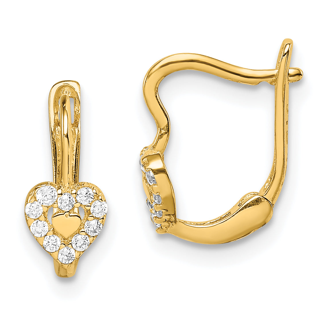 14k Madi K CZ Double Heart Hoop Earrings Main image