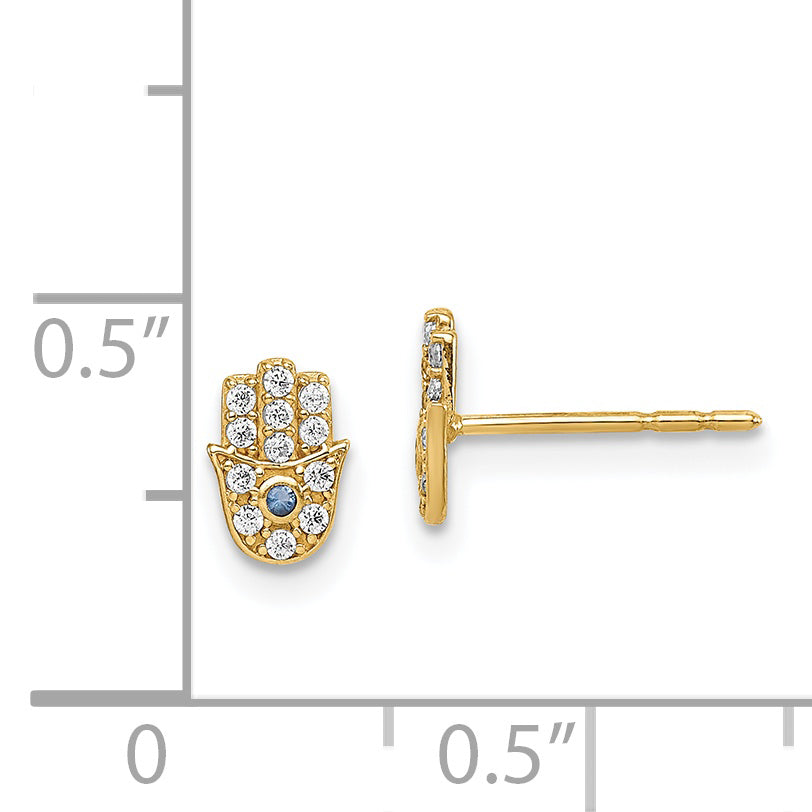 14k Madi K CZ Hamsa Post Earrings
