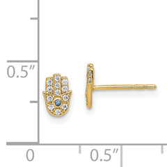 14k Madi K CZ Hamsa Post Earrings