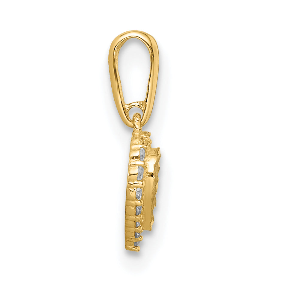 14k Madi K CZ Diamond Cut Heart Pendant