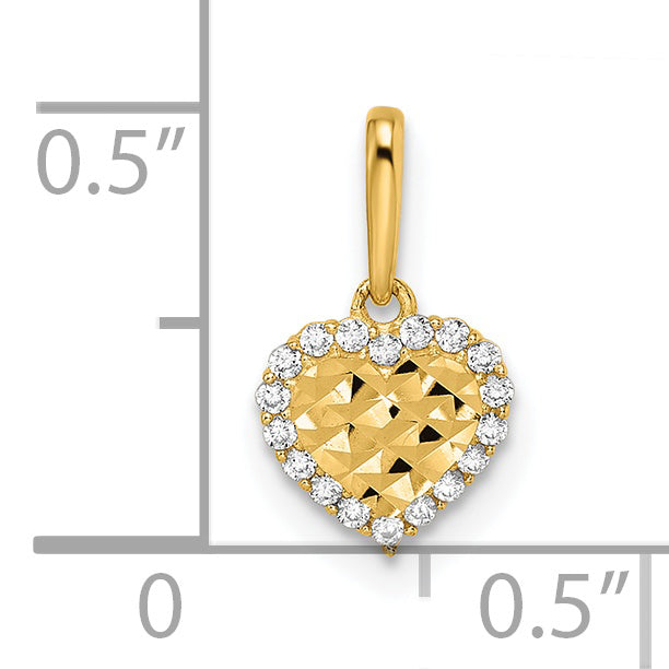 14k Madi K CZ Diamond Cut Heart Pendant